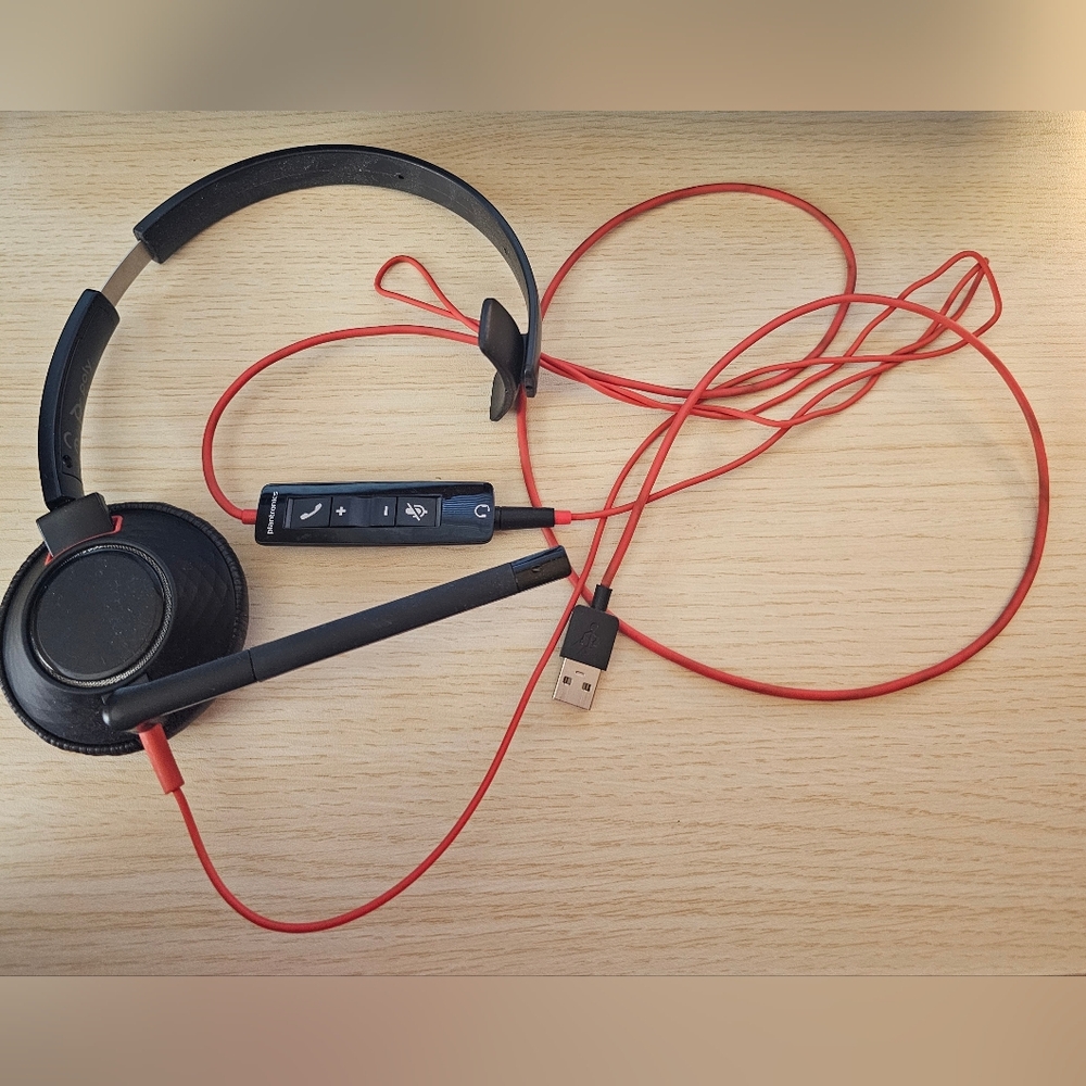 Black and Red Over-Ear Headset With Mic And USB Wire With Bag
